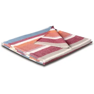 Plaid Stripe Out, Biederlack, mit Fransen, besonders leicht und kuschelig bunt