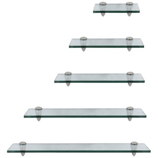 Clanmacy Wandregal Glasregal mit Halterung 20-60cm Glasboden Klarglas Glasscheibe 10 cm x 0.8 cm x 60 cm