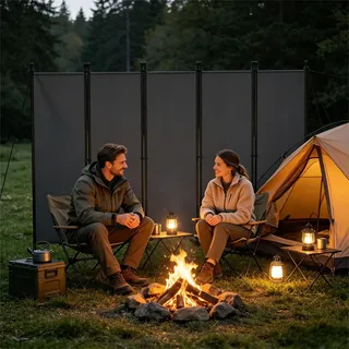 UISEBRT 250 x 180 cm Paravent Outdoor wetterfest mit Heringen und Abspannleinen,Klappbar Freistehend Trennwand ohne Bohren,mobiler sichtschutz für Garten Balkon terrasse,5 Teilig Dunkelgrau