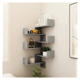 furnicato Wandregal Wand-Eckregal Grau Sonoma 40 x 40 x 50 cm, 2-tlg., Stabile Eckregal-Ablage aus Holzwerkstoff für das Wohnzimmer grau