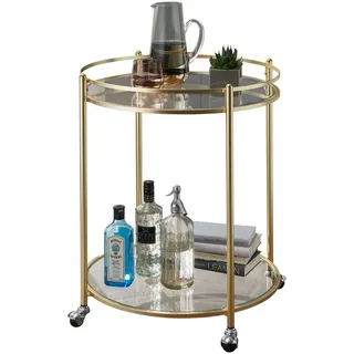 tinkaro Servierwagen JACK Beistelltisch Glas Metall Küchenwagen mit Rollen, (1 St) goldfarben