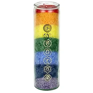 7 Chakras Duftkerze Stearin - Kerze mit ätherischen Ölen Geissblatt und Zeder – Regenbogen Kerze im Glas - CUTE NAILS