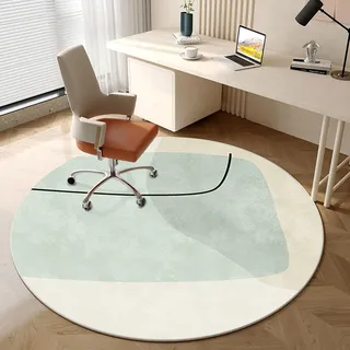 Highdi Bodenschutzmatte Bürostuhl, Abstrakter Stil Rund Bürostuhl Unterlage Kratzfest rutschfest Bodenmatte Stuhlunterlage Schreibtischstuhl Unterlage (Grün,120cm)