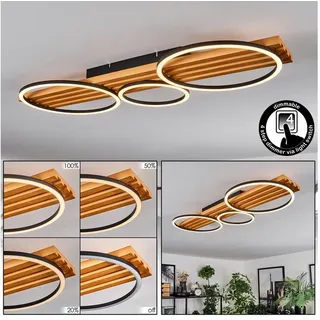 hofstein Deckenleuchte dimmbare Deckenlampe aus Holz/Metall/Kunststoff in Natur/Schwarz/Weiß, LED wechselbar, 3000 Kelvin, im skandinavischen Design, dimmbar über Lichtschalter, LED 40 Watt beige