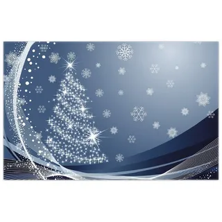 Wallario Teppich Glitzernder Tannenbaum mit Schneeflocken, rechteckig, rutschfest blau