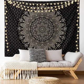 Edeesky Mandala-Wandteppich, psychedelisches Medaillon, ästhetisch, indisches Hippie-Dekor, Bohemian-Kunst, Boho-Stil, Heimdekoration für Schlafzimmer, Wohnzimmer, Wohnheim