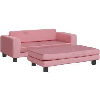 vidaXL Kindersofa mit Hocker, Couch für Kinder, Kindercouch mit runden Kanten, Kindersessel Minisofa Polstersofa Kindermöbel Sofa Kinderzimmer, Rosa Samt