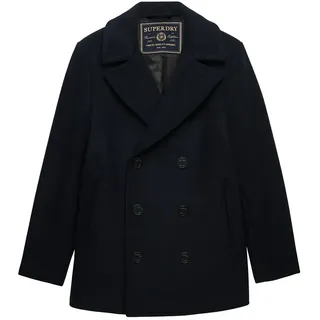 Superdry Merchant Wool Blend Pea Mantel Eclipse Navy L