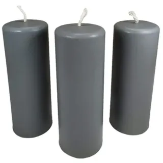NKlaus 3x Stumpenkerzen rustikal Höhe 95mm Ø34mm aus Bienenwachs Tropfkerzen grau 36364