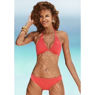 Bikini-Hose LASCANA "Scallop" Gr. 34, N-Gr, rot Damen Badehosen Bikini-Hose Ocean Blue mit Umschlagbund