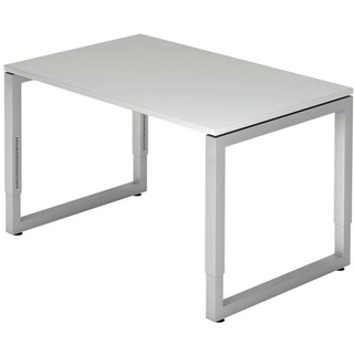 HAMMERBACHER Schreibtisch R-Line, mit rechteckiger schwebender Tischplatte, Bügelfuß, höhenverstellbar grau 120 cm x 65 cm x 80 cm