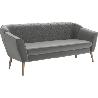 MEBLINI Mini Sofa 3-Sitzer für Wohnzimmer - Mini Lounge für drei Personen - Küchensofa - Sofa Klein - GISELA - 3 - Hellgrau Samt - Grau