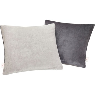 S.Oliver Doublesoft Kissenbezug 50x50 cm - super kuschelig & weich, Polyesterflausch 2 Stück grau