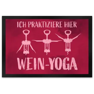 Fußmatte Ich praktiziere hier Wein-Yoga - Fußmatte mit Yoga-Korkenziehern, speecheese 40 cm x 60 cm