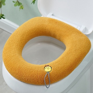 winterbeauy 2er-Pack Toilettensitz Bezug WC Überzug Closes Warmer Waschbar Sitzbezug mit Griff (Gelb)