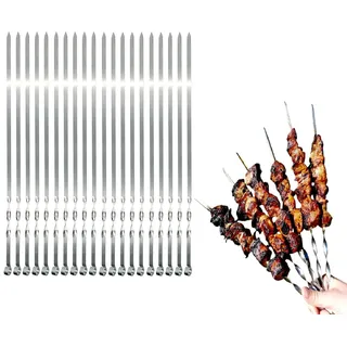 20 Stück Grillspieße EXTRA STARK 2 mm aus Edelstahl (40 cm) Grillzubehör für Mangal Spiess Grill, Schampura Schaschlikspieße Fleischspieße Spieße, Skewers, Kebap, Pinchos Schaschlik