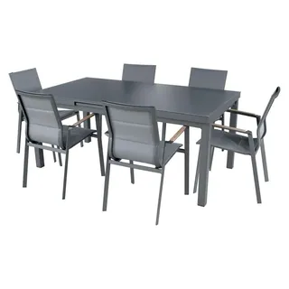 »Boston 2« Gartenmöbel Set, Aluminium, 6 Personen - Grau
