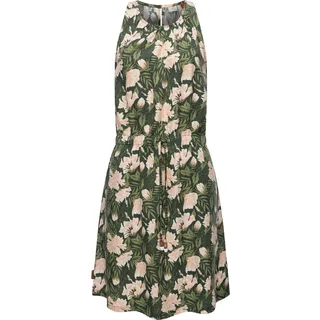 A-Linien-Kleid RAGWEAR "Sanai Print Organic" Gr. XL (42), Normalgrößen, blau (petrol) Damen Kleider Minikleider stylisches Sommerkleid mit verspielten Details