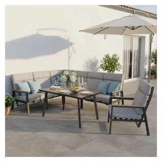 MANDALIKA Garden Gartenlounge-Set Dining Lounge Set Vermont grau