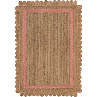 Teppich Grace, FLAIR RUGS, rechteckig, Höhe: 7 mm, aus 100% Jute, fußbodenheizungsgeeignet, mit Bordüre beige 120 cm x 170 cm x 7 mm
