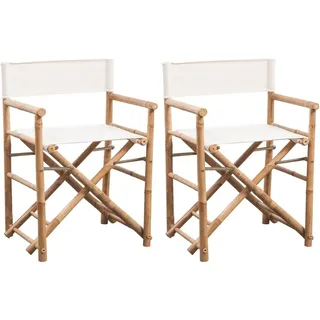 vidaXL Klappbarer Regiestuhl Gartenstuhl-Set 58 x 48 x 89 cm weiß/braun 2 St.
