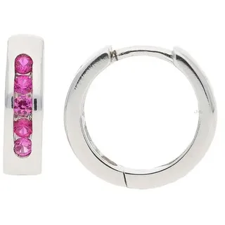 JuwelmaLux Paar Creolen Creolen Silber 925 Zirkonia pink JL10-06-2720 JuwelmaLux (kein Set, 2-tlg., inkl. edelm Schmucketui) silberfarben