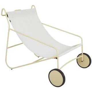 Gartensessel Poul von Brafab aus Aluminium, modern, gelb und weiß, mit Rollen, outdoor geeignet
