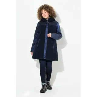 Ulla Popken Parka Jacke Stepp/Teddyfleece Kapuze Zipptaschen blau|schwarz 50/52