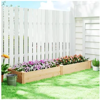 Outsunny Hochbeet Holz 235 x 66 x 26 cm Natur