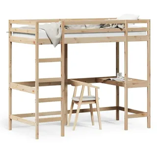vidaXL Hochbett mit Schreibtisch 90x200 cm Massivholz Kiefer