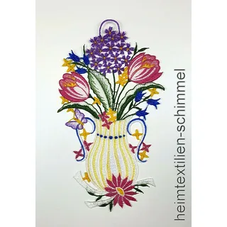 PLAUENER SPITZE ® Fensterbild BLUMENSTRAUSS Fensterdekoration BLUMEN Deko SOMMER