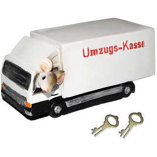 Spardose - Umzugs-Kasse - mit Schlüssel - stabile Sparbüchse aus Kunstharz - Hausbau Haus/Geld Sparschwein - Hochzeit - Eigenheim/Auto Umzug - Umzugsa..