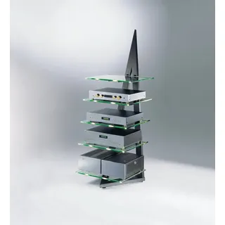 Schroers & Schroers TV-Rack Alphastatic, Hifi Möbel mit 5 Glas-Fachböden, Breite 50 cm schwarz