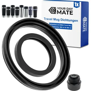Ersatz Dichtringe Set, 1 Satz, kompatibel mit EMSA TRAVEL MUG 360 ml Classic, 500 ml Grande, mit Komfort-Schraubverschluss und Vorgängermodell, aus Lebensmittel-Silikon, Isolierbecher Dichtungen Kit