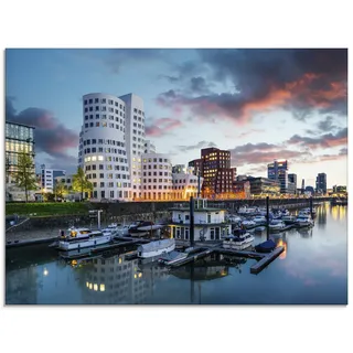 Glasbild ARTLAND "Düsseldorf Medienhafen", beige (farbe bild(er): naturfarben), B:80cm H:60cm, Bilder, in verschiedenen Größen