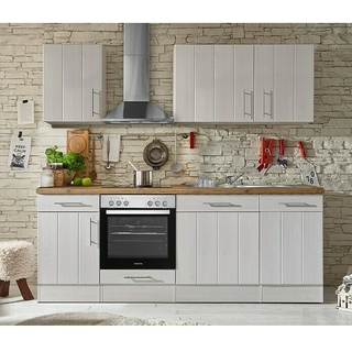 Respekta Premium Küchenzeile BERP220LHWC  (Breite: 220 cm, Weiß, Mit Elektrogeräten)