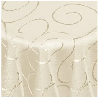 DecoHomeTextil Heimtextilmanufaktur Tischdecke Kringel Circle Tafeldecke Ornamente Damast Tischdecke beige Rund 135 cm