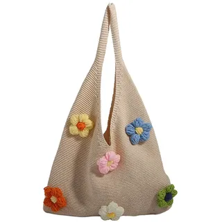 Allbestop Gestrickte Tasche, Strandtasche Groß Strandtasche Umhängetasche Für Frauen Damen Gehäkelt Umhängetasche Beach Bag Netz Für Urlaub Reisen Strand Korbtaschen Damen Urlaub