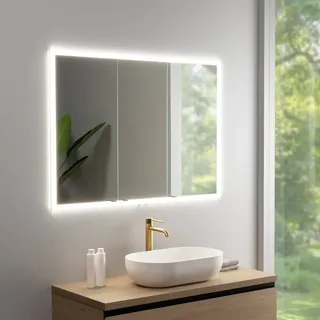 rivea Dia Spiegelschrank B: 120 cm mit 3 Türen, mit umlaufender Beleuchtung, für die Schweiz, BR0547MI+BN0479MI,