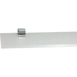 ib style Wandregal Glasregal 8mm eckig weiß 60 x 20 cm + Clip KUBI Verchromt, Glasboden aus ESG-Sicherheitsglas - Wandregal silberfarben