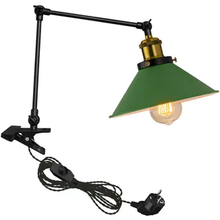 FSLiving Klemmleuchte, Leselampe mit 2,5 m Kabel, Nachttischlampe,Augenpflege Schreibtischlampe für Büro Heimgebrauch, E27 Lampenhalterung, Grün-1 Packung