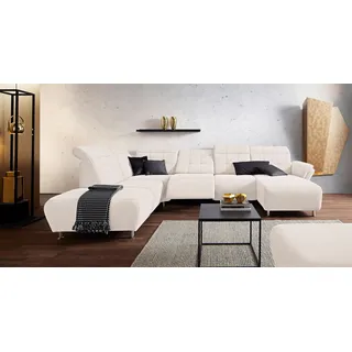 Home Affaire Wohnlandschaft HOME AFFAIRE "Manhattan U-Form", beige (linen), B:345cm H:102cm T:247cm, Luxus Microfaser2 (90% Polyester, 10% Polyamid);Flachgewebe (100% Polyester);Luxus-Microfaser1 (100% Polyester), Sofas, Wohnlandschaft, 2 Sitze mit elektrischer 