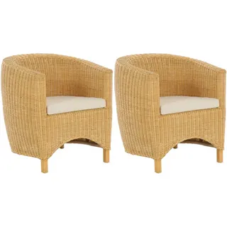 Krines Home Loungesessel Set/2 Rattan-Sessel Club/Wohnzimmersessel Clubsessel/Rattansessel, Lounge gelb