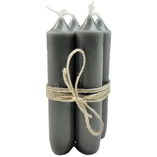 4er Pack Stabkerzen H:11 cm Ø:2,2 cm div. Farben Brenndauer 4,5 Stunden Kerze Advent Weihnachten Deko, Farbe:Grüngrau