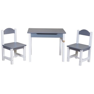 TikTakToo Kindersitzgruppe Aufklappbarer Kindertisch mit Papierrolle und 2 Stühlen aus Holz, (2 Stühle, 1 Tisch, Papierrollenhalterung, 1 Papierrolle), aufklappbarer Tisch, Papierrollenhalterung incl. Rolle bunt|grau|weiß