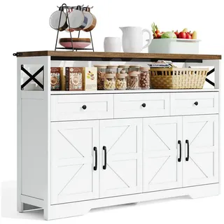 Rutaqian Anrichte Buffet-Anrichte 140cm mit Stauraum, Kaffeebar mit 3 Schubladen , Türen (1 St., Konsole im Landhausstil), Schränke mit Einlegeböden, geeignet für Küche, Wohnzimmer, Diele