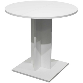 möbelando Esstisch Judd I, runder Tisch mit Ausziehfunktion Durchmesser 80/120 cm in Farbausführung weiß Nachbildung Made in Germany weiß