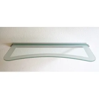 Wandregal aus 8mm Glas, klar & satiniert, verschiedene Formen und Größen, Glasregal, Glasboden, Glasablage, Badregal, Eckregal Bad Ablage Regal (Wandschiene, 90x25 cm Concav Rand satiniert)
