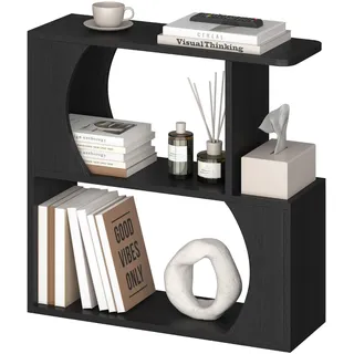 Yaheetech Beistelltisch, Sofatisch, Kaffeetisch 60x20x60cm, Schwarz | Wohnzimmertisch mit Stauraum, 4 Aufstellmöglichkeiten, Starkes Gespür für Design, für Wohnzimmer, Schlafzimmer