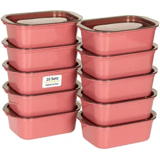 vinato Frischhaltedose rechteckig Rot 500 ml 10-teiliges Set